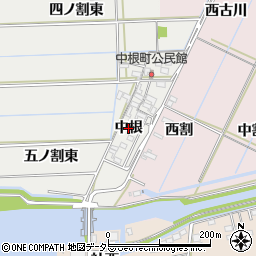 愛知県西尾市中根町（中根）周辺の地図