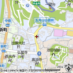 池田警察署五月山交番周辺の地図