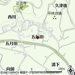 愛知県蒲郡市相楽町五反田周辺の地図
