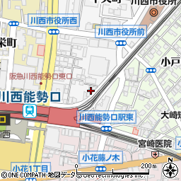 川西　能勢口駅前のほけん相談所周辺の地図