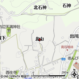 京都府城陽市市辺北山周辺の地図