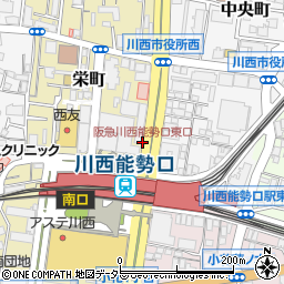 阪急川西能勢口東口周辺の地図