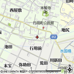 愛知県西尾市行用町東屋敷61周辺の地図