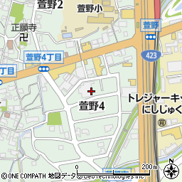 大阪府箕面市萱野4丁目4周辺の地図