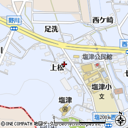 愛知県蒲郡市竹谷町上松周辺の地図