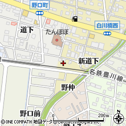 愛知県豊川市市田町（新道下）周辺の地図