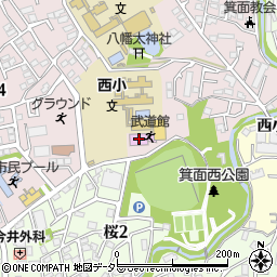 箕面市立武道館周辺の地図
