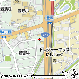 大阪府箕面市萱野4丁目3周辺の地図