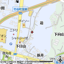 愛知県蒲郡市竹谷町（迫）周辺の地図