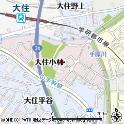 京都府京田辺市大住小林周辺の地図