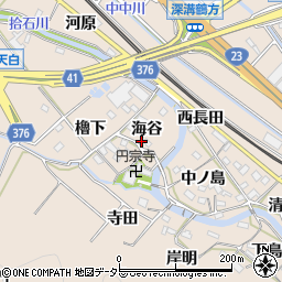 愛知県額田郡幸田町深溝海谷周辺の地図