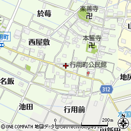 愛知県西尾市行用町東屋敷71周辺の地図