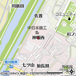 愛知県西尾市吉良町下横須賀（神明西）周辺の地図