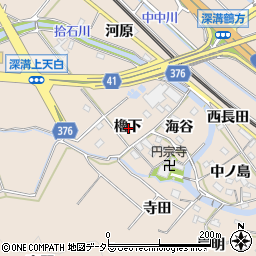 愛知県額田郡幸田町深溝櫓下周辺の地図