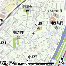 兵庫県川西市小戸周辺の地図