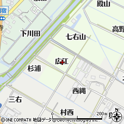 愛知県西尾市行用町広江周辺の地図