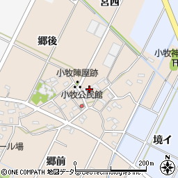 愛知県西尾市吉良町小牧郷中周辺の地図