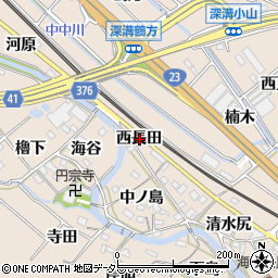 愛知県額田郡幸田町深溝西長田周辺の地図