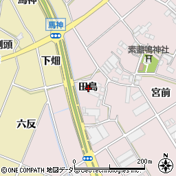 愛知県豊川市麻生田町田島周辺の地図
