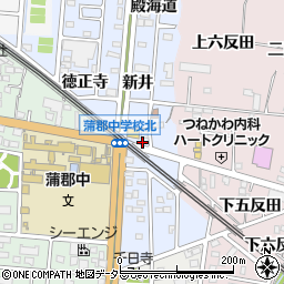 愛知県蒲郡市新井形町（野添）周辺の地図