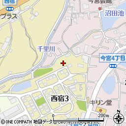 西宿2号公園周辺の地図
