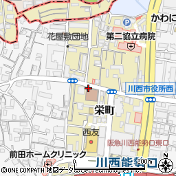 リパーク川西郵便局駐車場周辺の地図