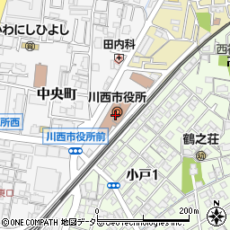 川西市役所　選挙管理委員会事務局周辺の地図