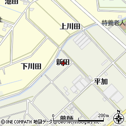 愛知県西尾市市子町新田周辺の地図