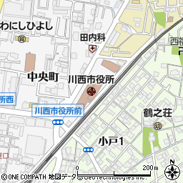 兵庫県川西市周辺の地図
