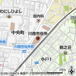 川西市役所教育委員会　事務局・こども未来部・こども支援課・施設整備担当周辺の地図