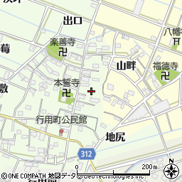 愛知県西尾市行用町東屋敷周辺の地図