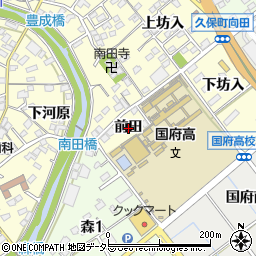愛知県豊川市国府町前田周辺の地図