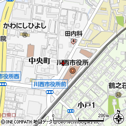 兵庫県川西市中央町13-24周辺の地図