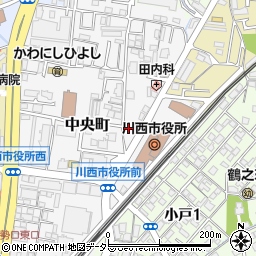 兵庫県川西市中央町13-4周辺の地図
