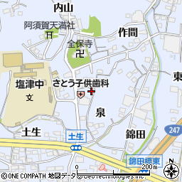 愛知県蒲郡市竹谷町泉周辺の地図