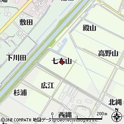 愛知県西尾市行用町七右山周辺の地図