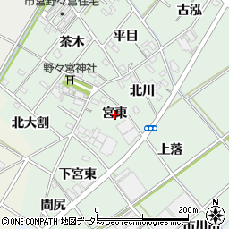 愛知県西尾市野々宮町宮東周辺の地図