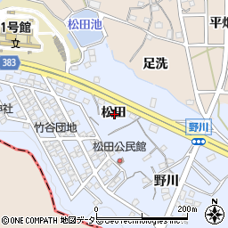 愛知県蒲郡市竹谷町松田周辺の地図