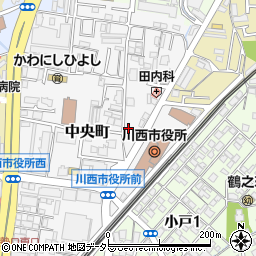兵庫県川西市中央町13-5周辺の地図