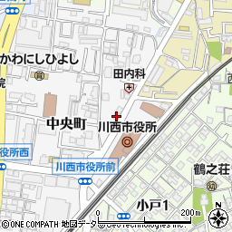 兵庫県川西市中央町13-22周辺の地図