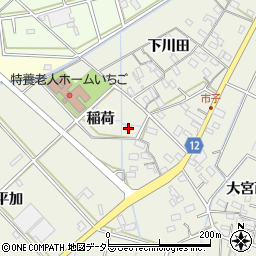 愛知県西尾市市子町稲荷38-2周辺の地図