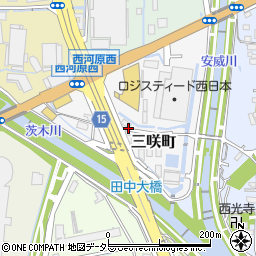 大阪府茨木市三咲町周辺の地図