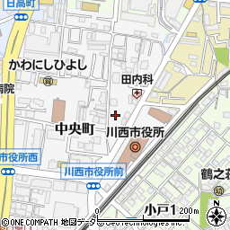 兵庫県川西市中央町13-7周辺の地図