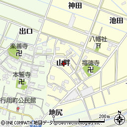 愛知県西尾市下道目記町山畔周辺の地図