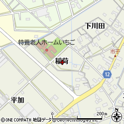 愛知県西尾市市子町稲荷周辺の地図