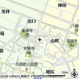 愛知県西尾市行用町東屋敷10周辺の地図