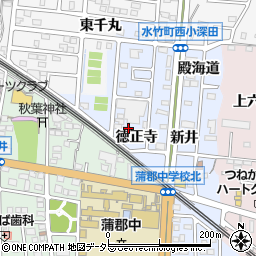 愛知県蒲郡市新井形町徳正寺周辺の地図