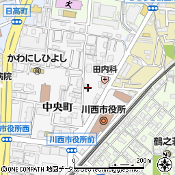 兵庫県川西市中央町13-8周辺の地図