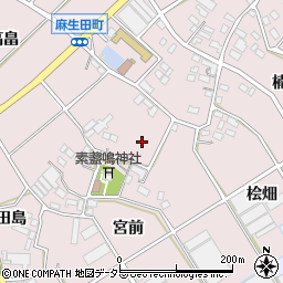 愛知県豊川市麻生田町宮東周辺の地図