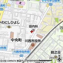 兵庫県川西市中央町13-20周辺の地図